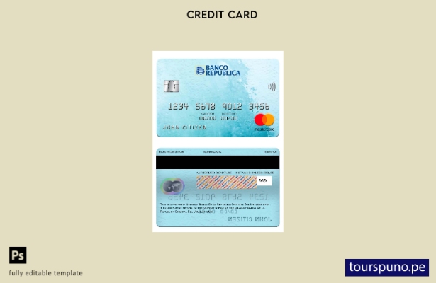 listo para imprimir plantilla de mastercard del banco Uruguay Banco De La Republ